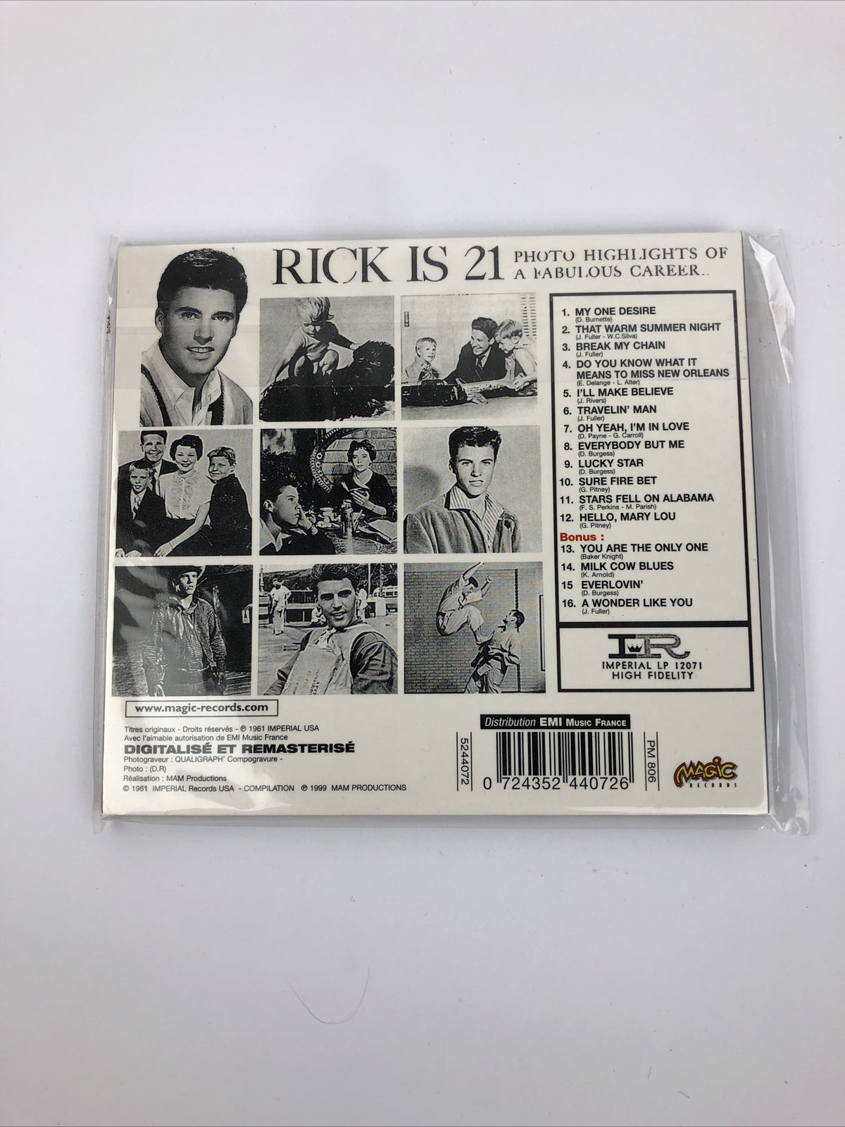 RICKY NELSON - Rick Is 21 - CD - Extra Tracks Import - **Mint Condition**