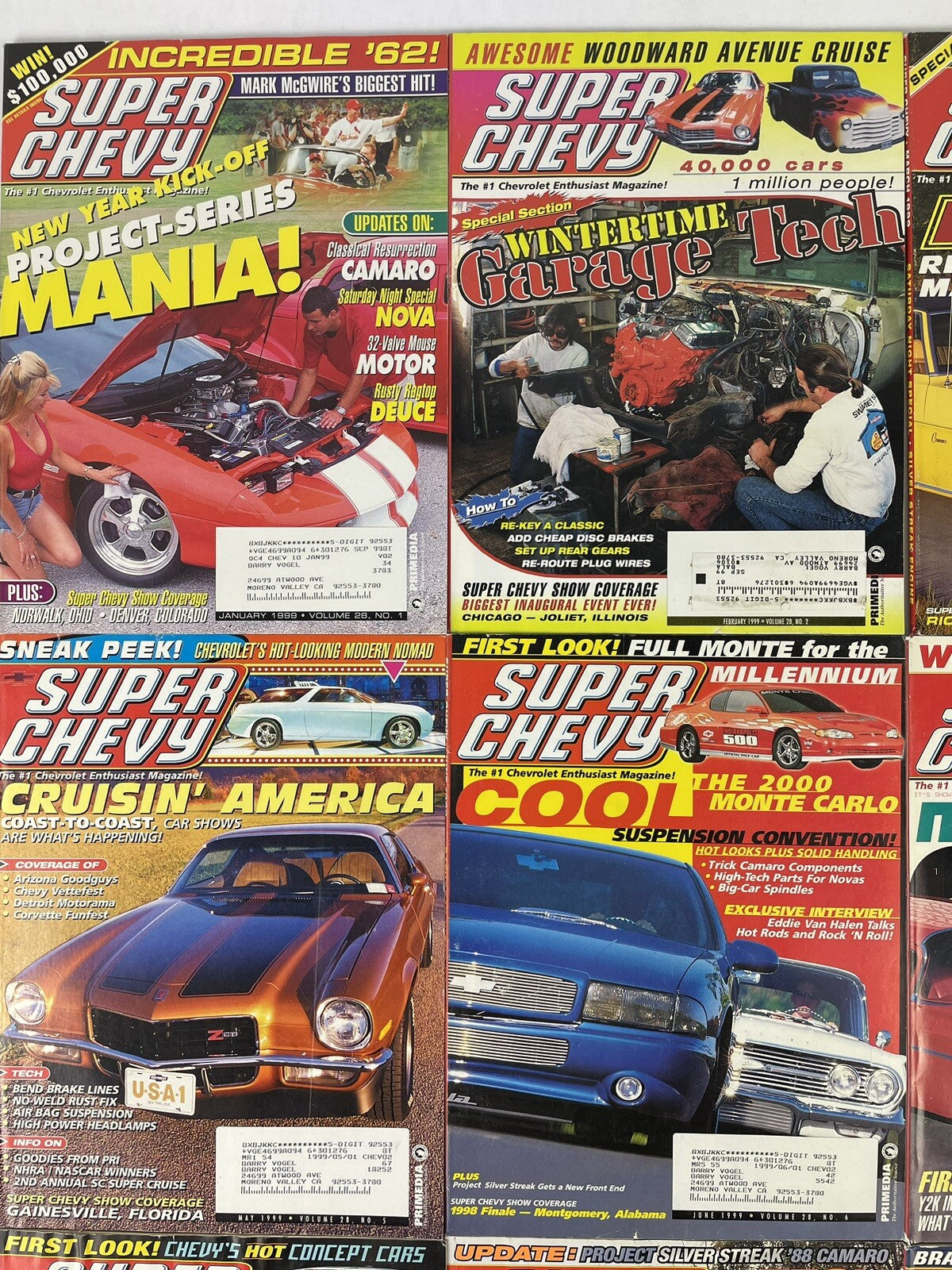 Lot of 12: SUPER CHEVY MAGAZINES Complete Full Set 12 issues Jan to Dec 1999