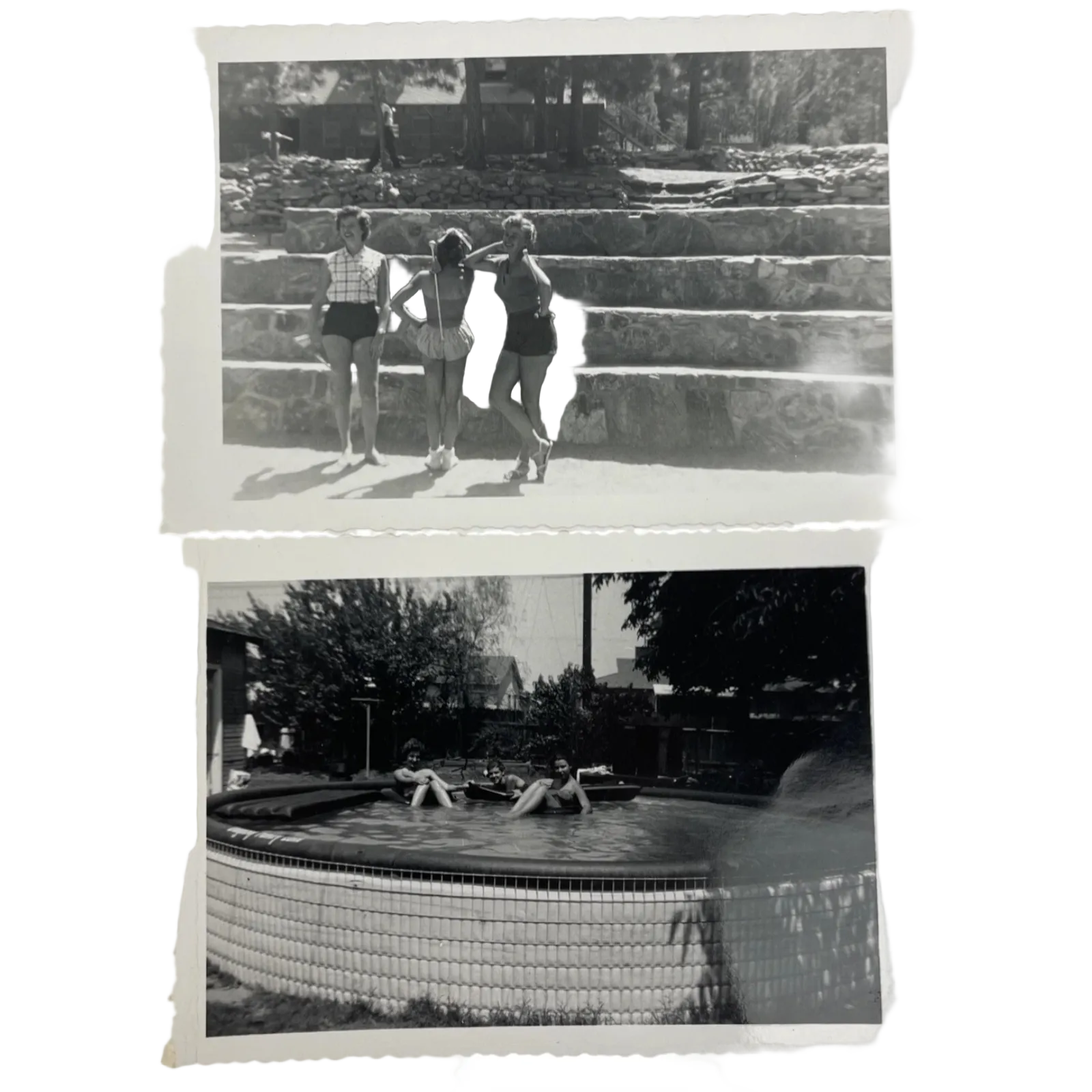 Vintage Photograph 1950's 3 California Girls Baton Twirler's / Swimming Pool