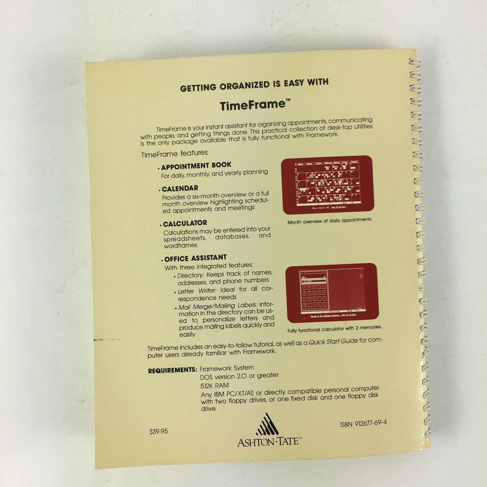 Ashton-Tate Time Frame Electronic Office Assistant for Ashton-Tate's Framework