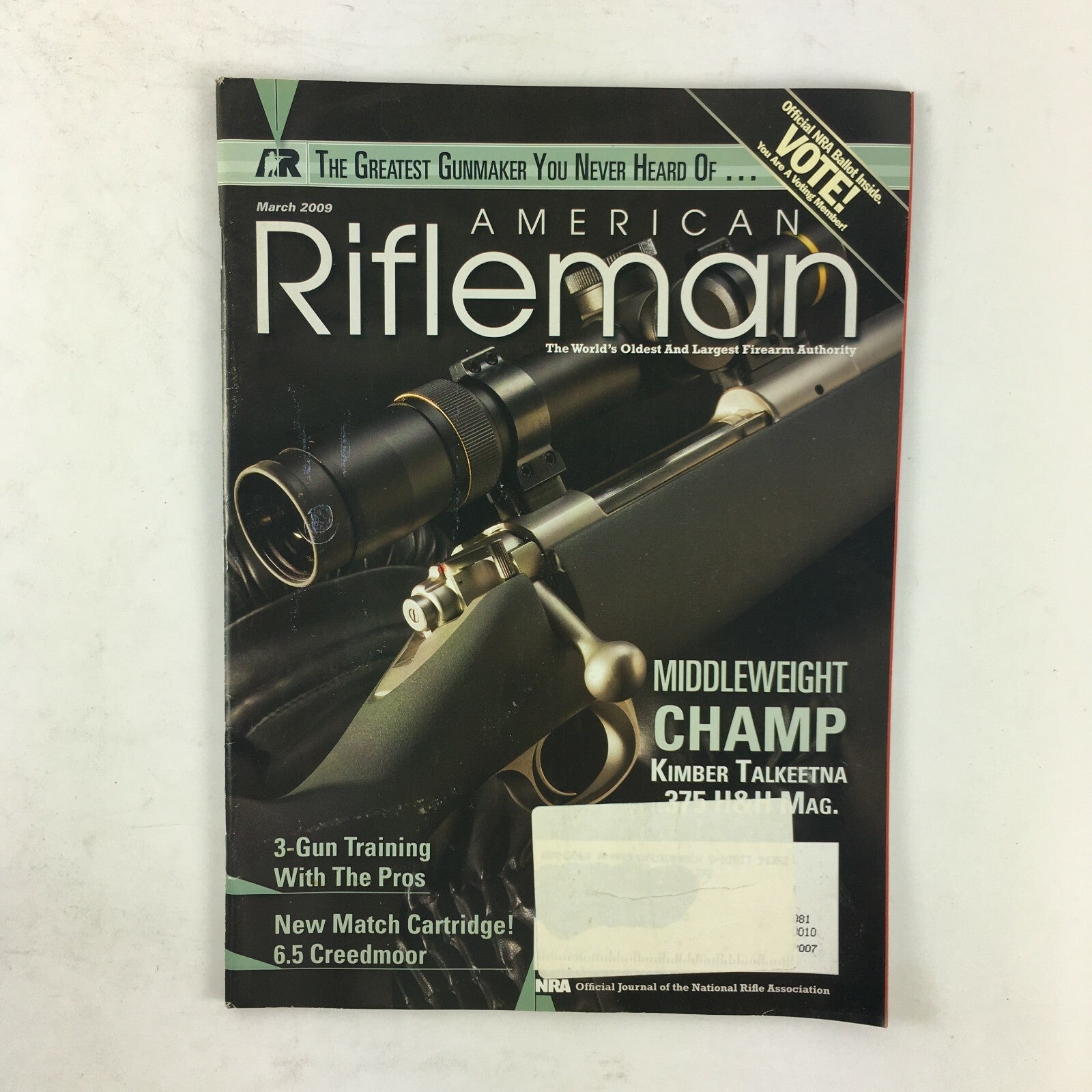 March 2009 American Rifleman Magazine Middle Weight Champ Kimber Talkeetna 375