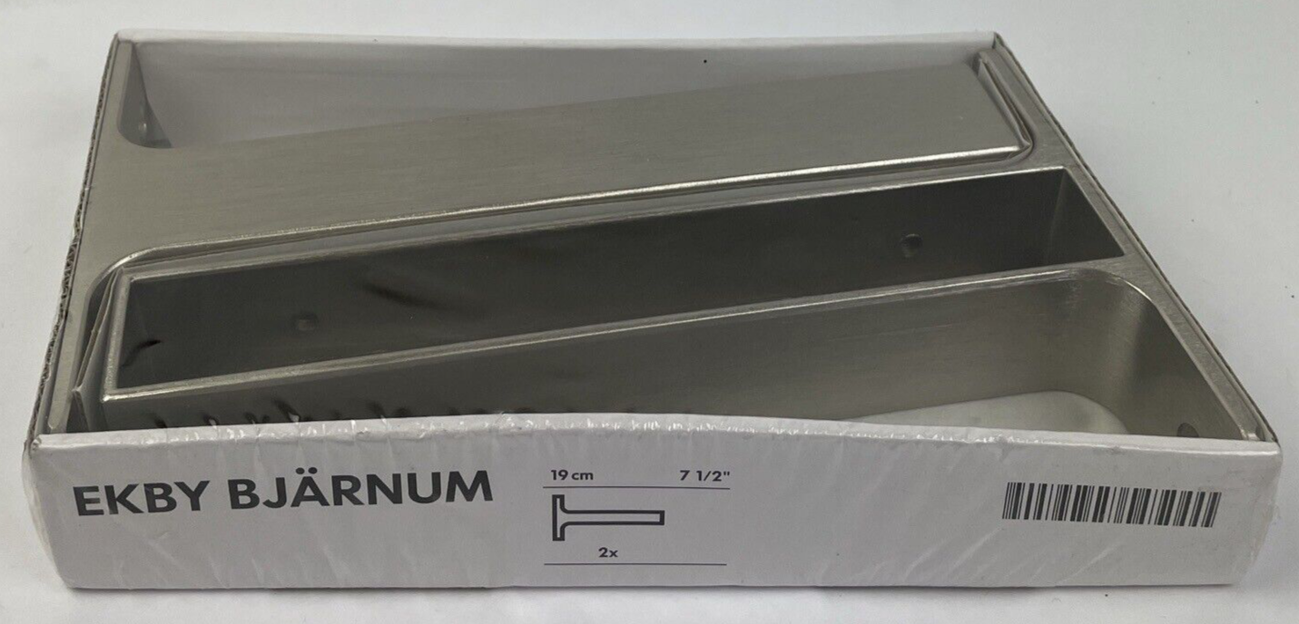 IKEA Ekby Bjarnum 7-1/2" Aluminum Shelf Brackets 22749 - Brand New