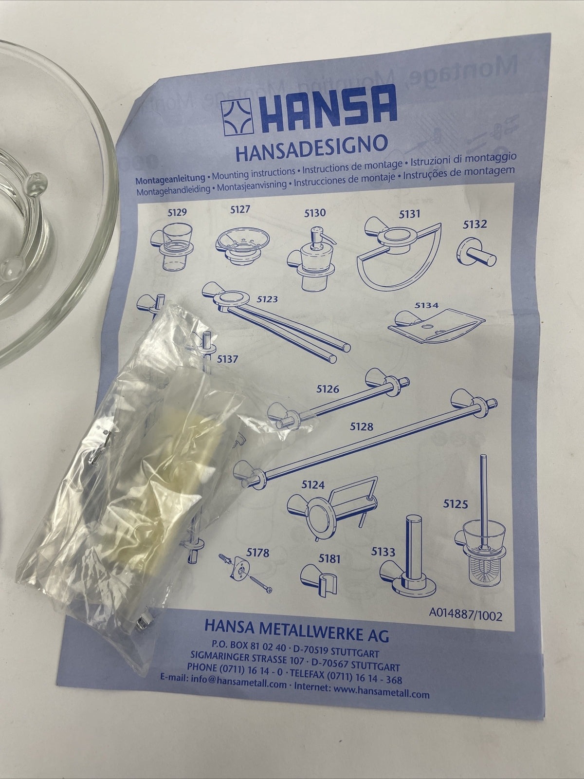 Hansa Designo Chrome Glass Soap Tray Soap Holder Dish 5127CH Wall Mount - NEW