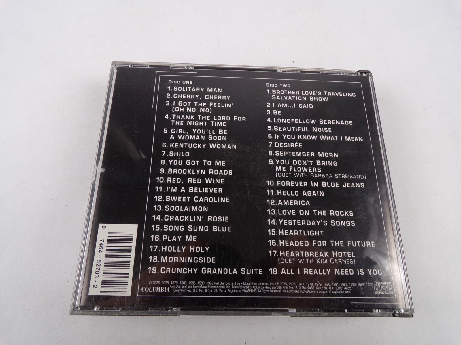 Neil Diamond The Greatest Hits 1966-1992 SoliTary Man Cherry, Cherry Shilo CD#27