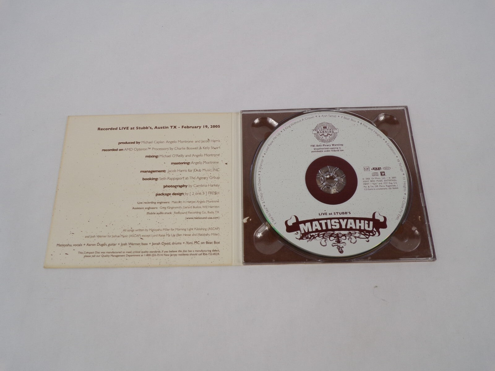 Matisyahu Live At Stubb's Sea To Sea Chop 'Em Down Warnor Lord Raise Me Up CD#63