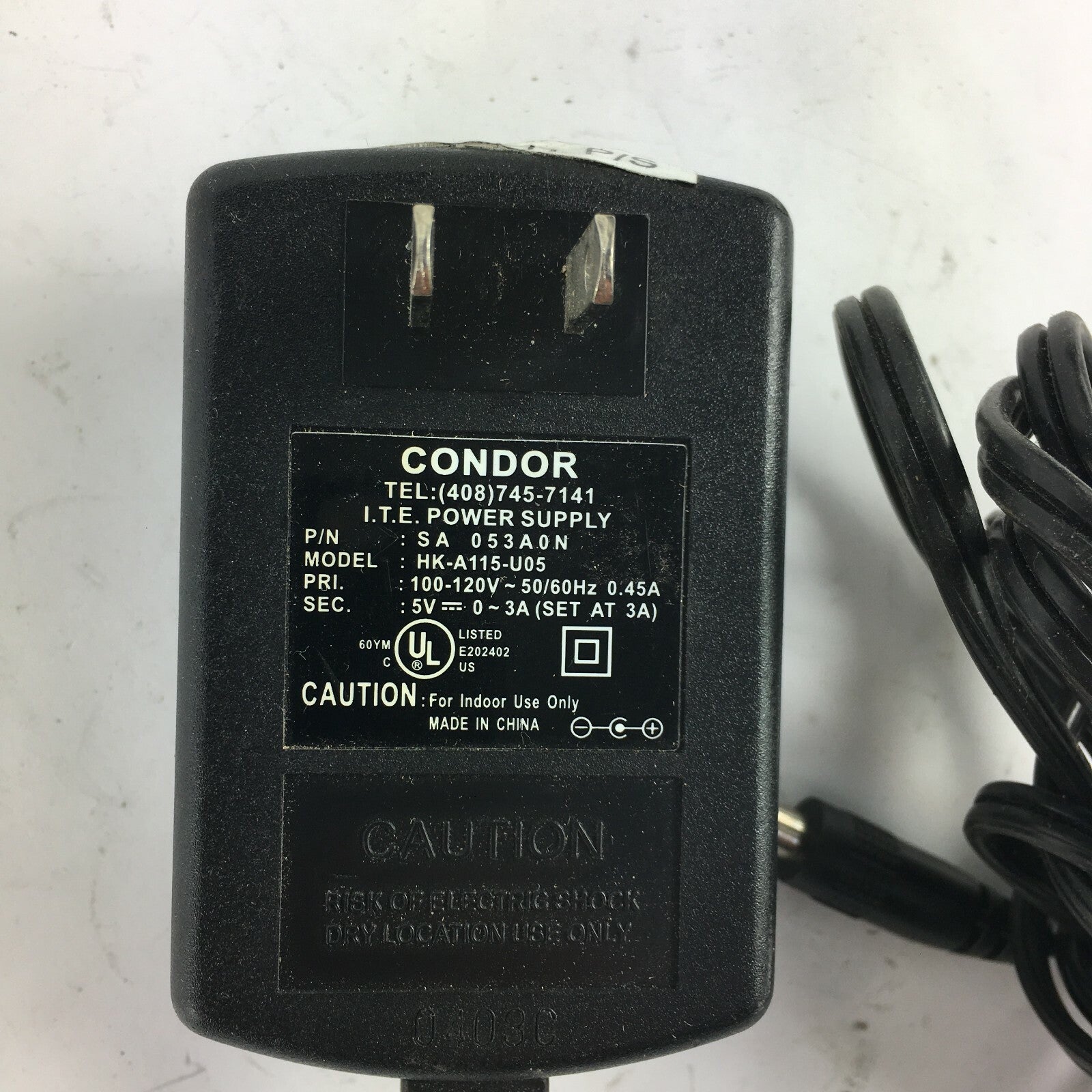 Genuine Condor HK-A115-U05 Output 5V 3A Power Supply Adapter A27