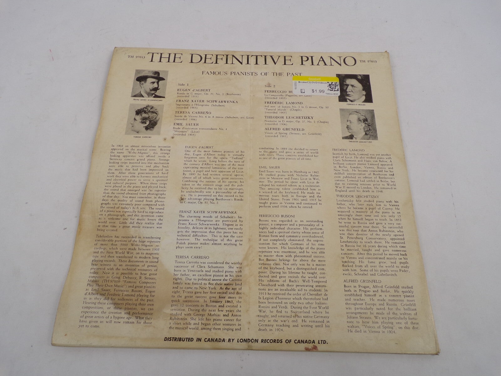The Definitive Piano Famous Pianists Of The Past Eugen d'Albert Ferruccio Busoni
