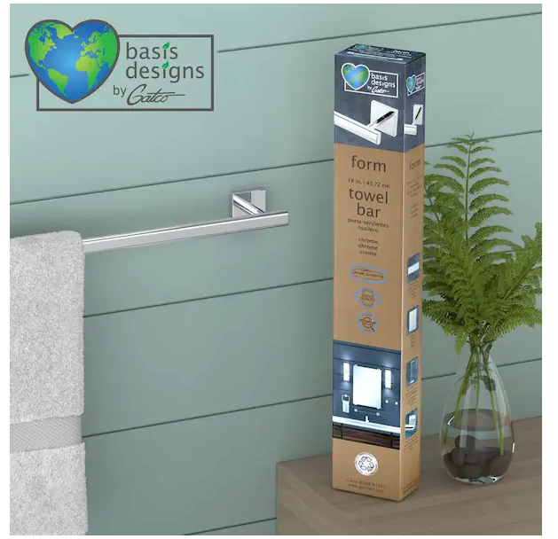 Gatco Form 18 in. Towel Bar in Chrome Polished