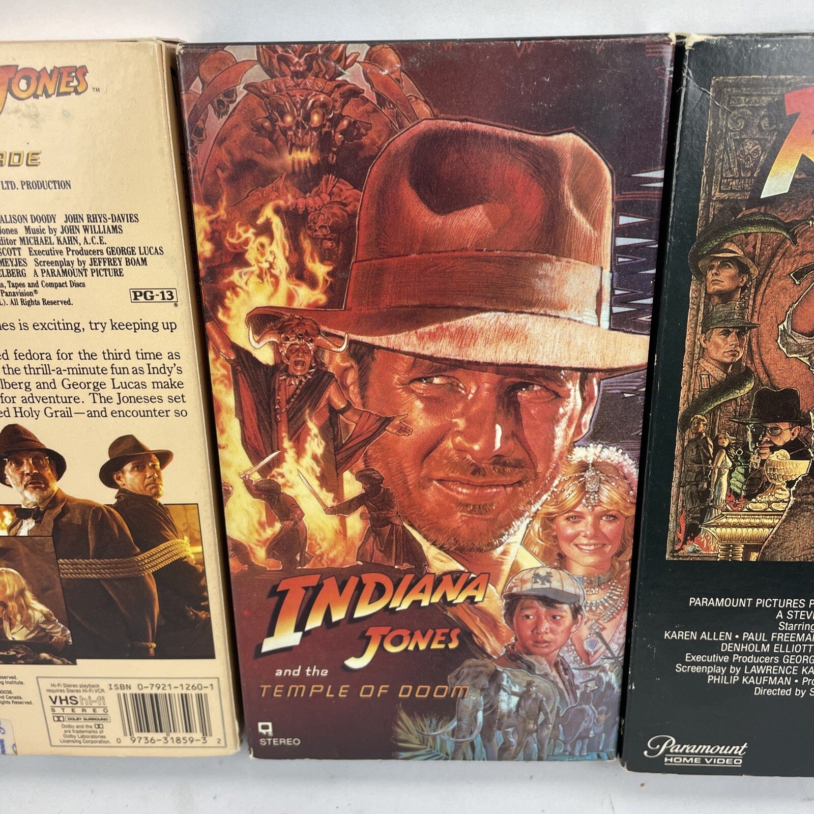 The Indiana Jones Trilogy 3 x VHS Harrison Ford Sean Connery Lost Ark - TESTED