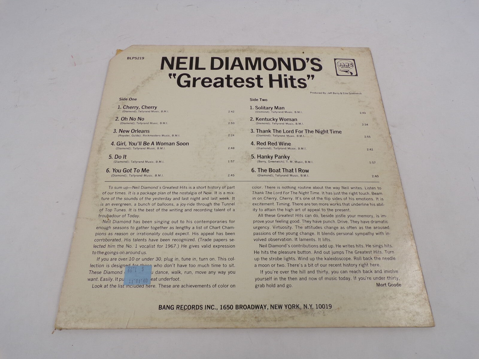 Neil Diamond's "Greatest Hits" Cherry, Cherry Oh No No New Orleans Girl, You'll