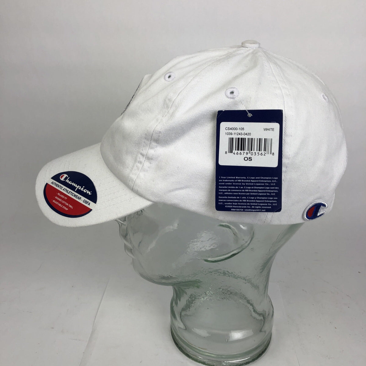 Champion Authentic Athletic-wear OSFA Adjustable White #1 Finger Logo Cotton Hat