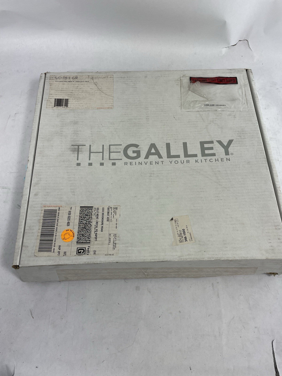 The Galley Exclusive Gray Resin 18" Upper Deck Section UD-18-1-GR Brand New
