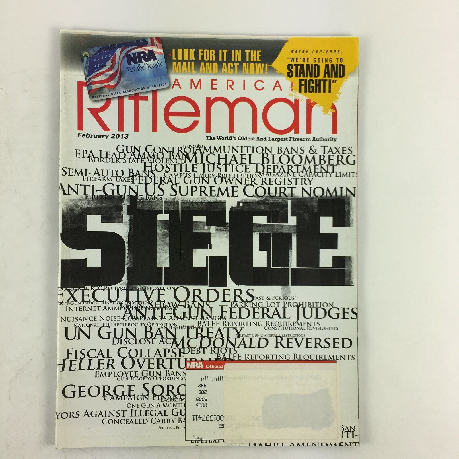 February 2013 American Rifleman Magazine Siege Executive Orders Gun Control
