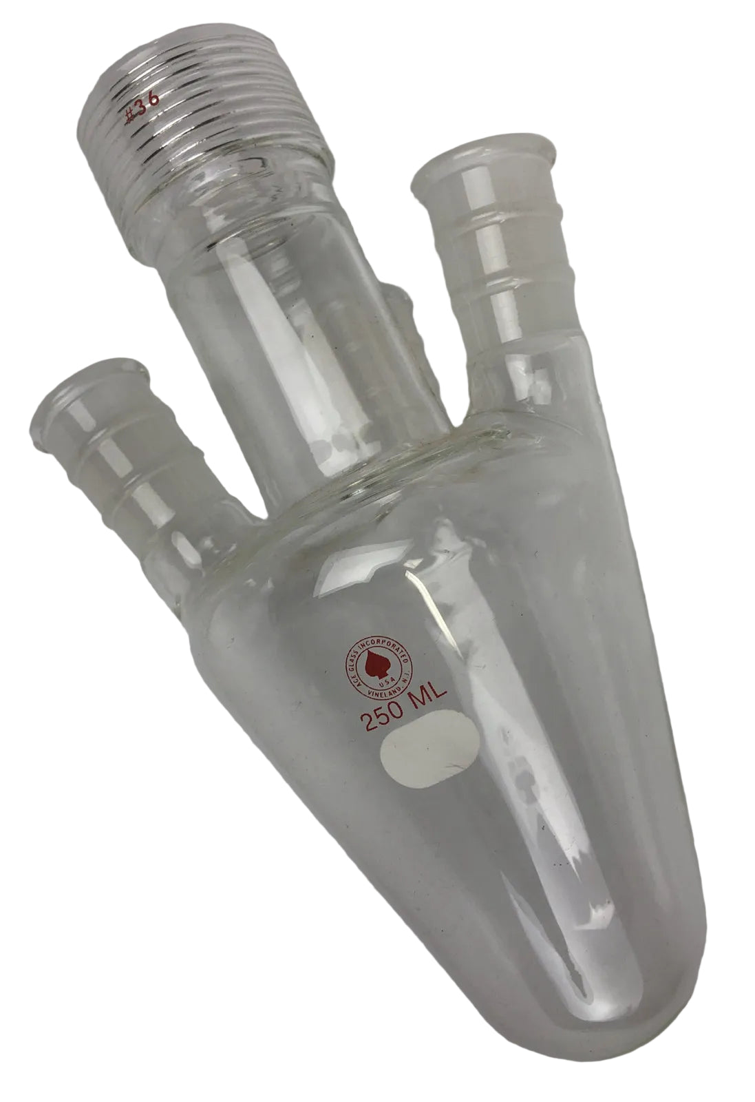 ACE Lab Glass 250mL reaction vessel with #36 ACE-Thred and 24/40 glass joints.