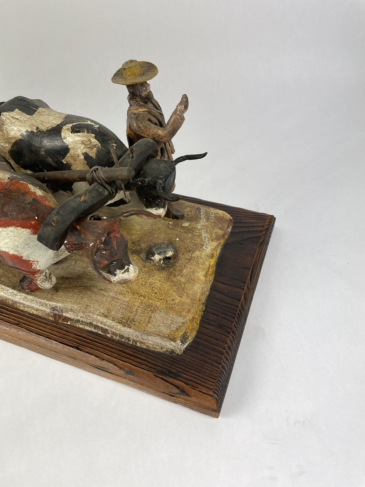 Oscar M Cortes 1980 Hand ORIGINAL HAND CARVED wooden covered wagon