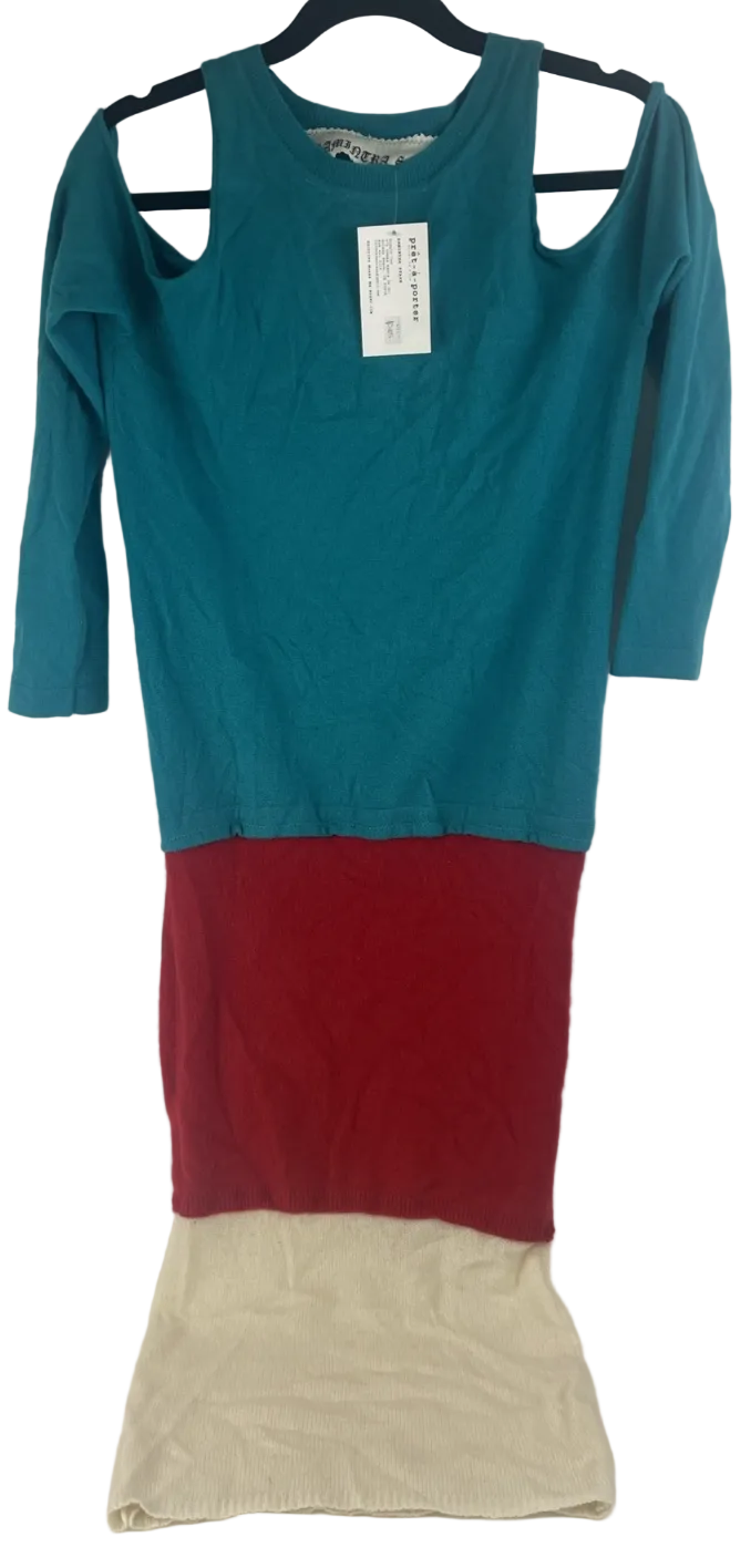 Y2K Haute Couture 100% Cashmere Long Sleeve Off the Shoulder Dress Pret A Porter