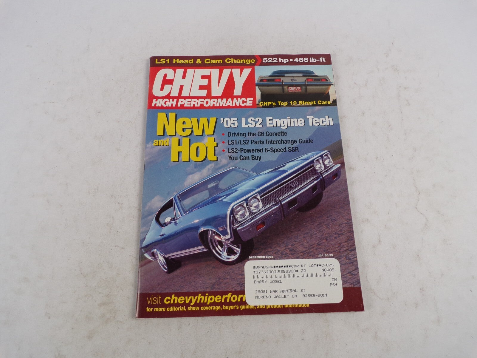 December 2004 Chevy High Performance New And Hot LS1 Head&Cam Change 522hp 466ib