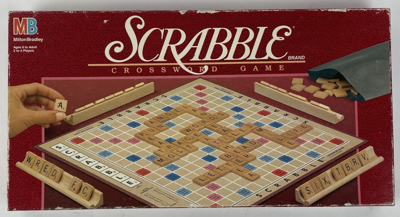 Vintage 1989 SCRABBLE Milton Bradley Crossword Board Game Complete VGC LOOK