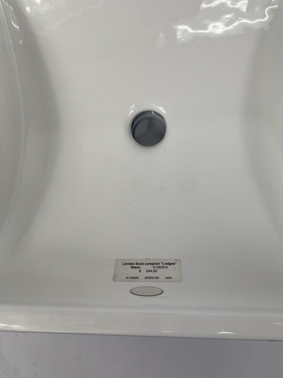 Kohler K-2838-0 Cast Iron Bathroom Undermount Sink White 22.5"x 16.125"