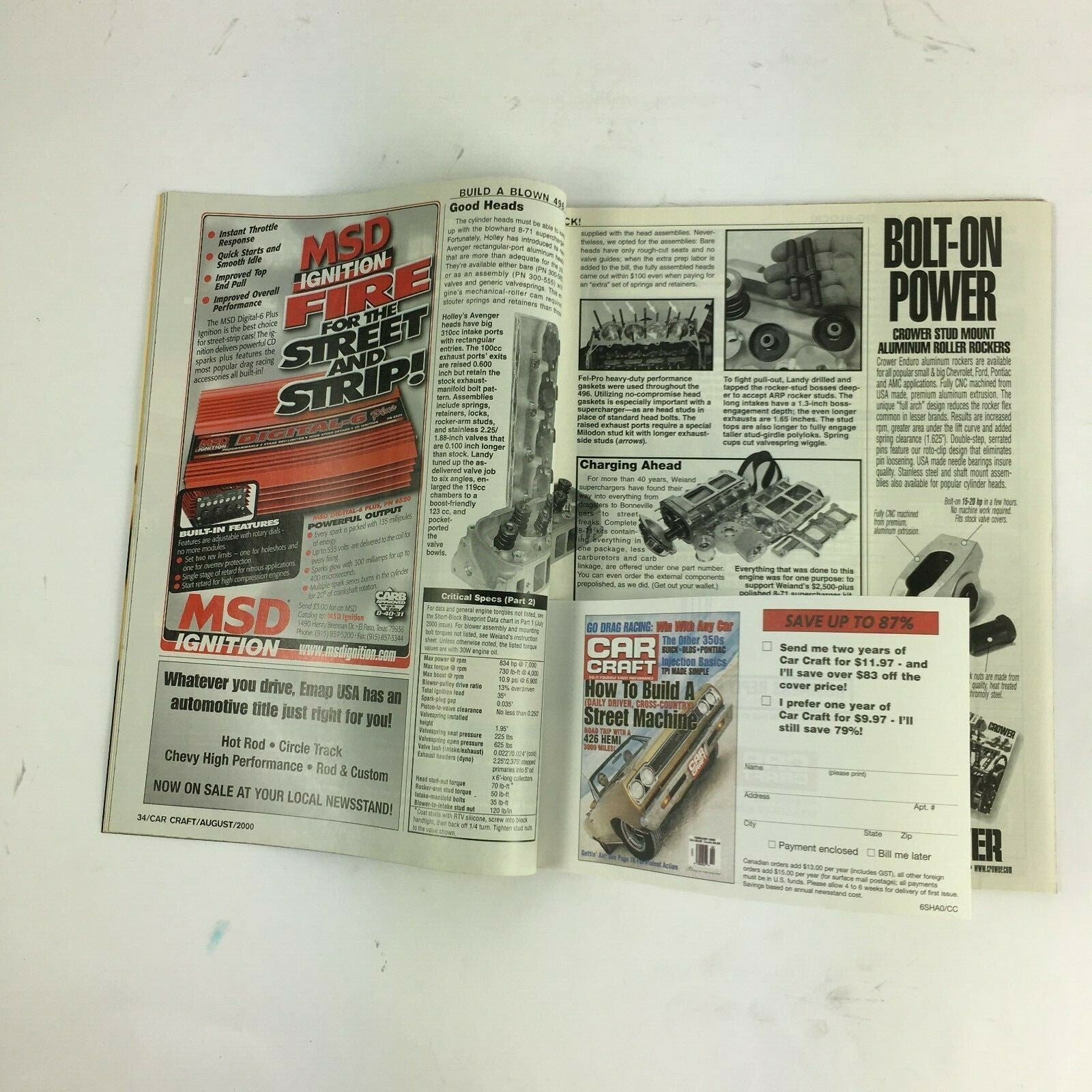 August2000 Car Craft Magazine Big-Blocks For Any Budget Battle of the Movie Cars