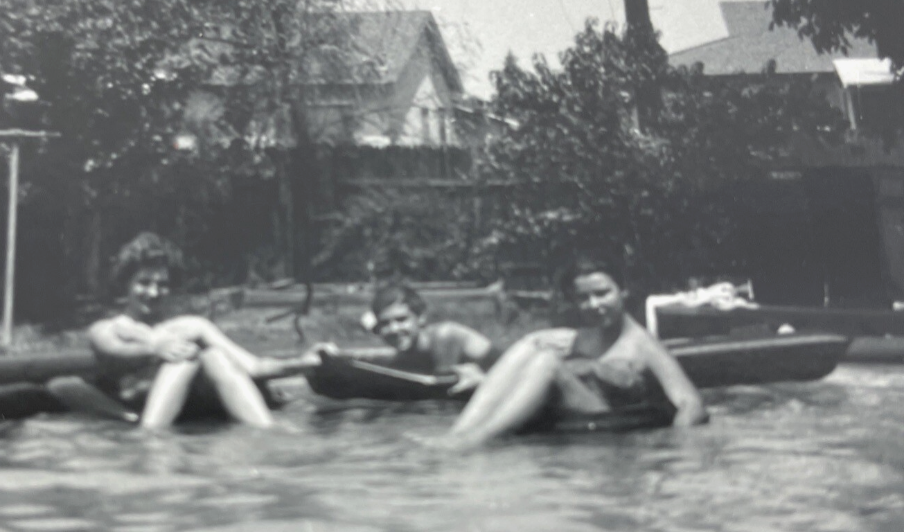 Vintage Photograph 1950's 3 California Girls Baton Twirler's / Swimming Pool
