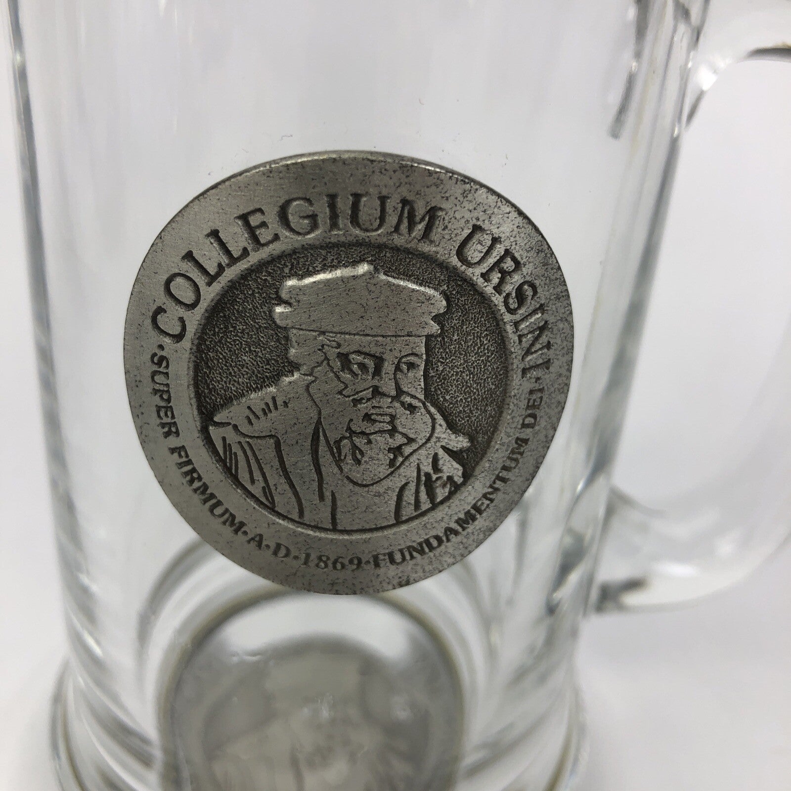 Collegium Ursini Super Firmum A D 1869 Fundamentum DEI Glass & Pewter Beer Mug