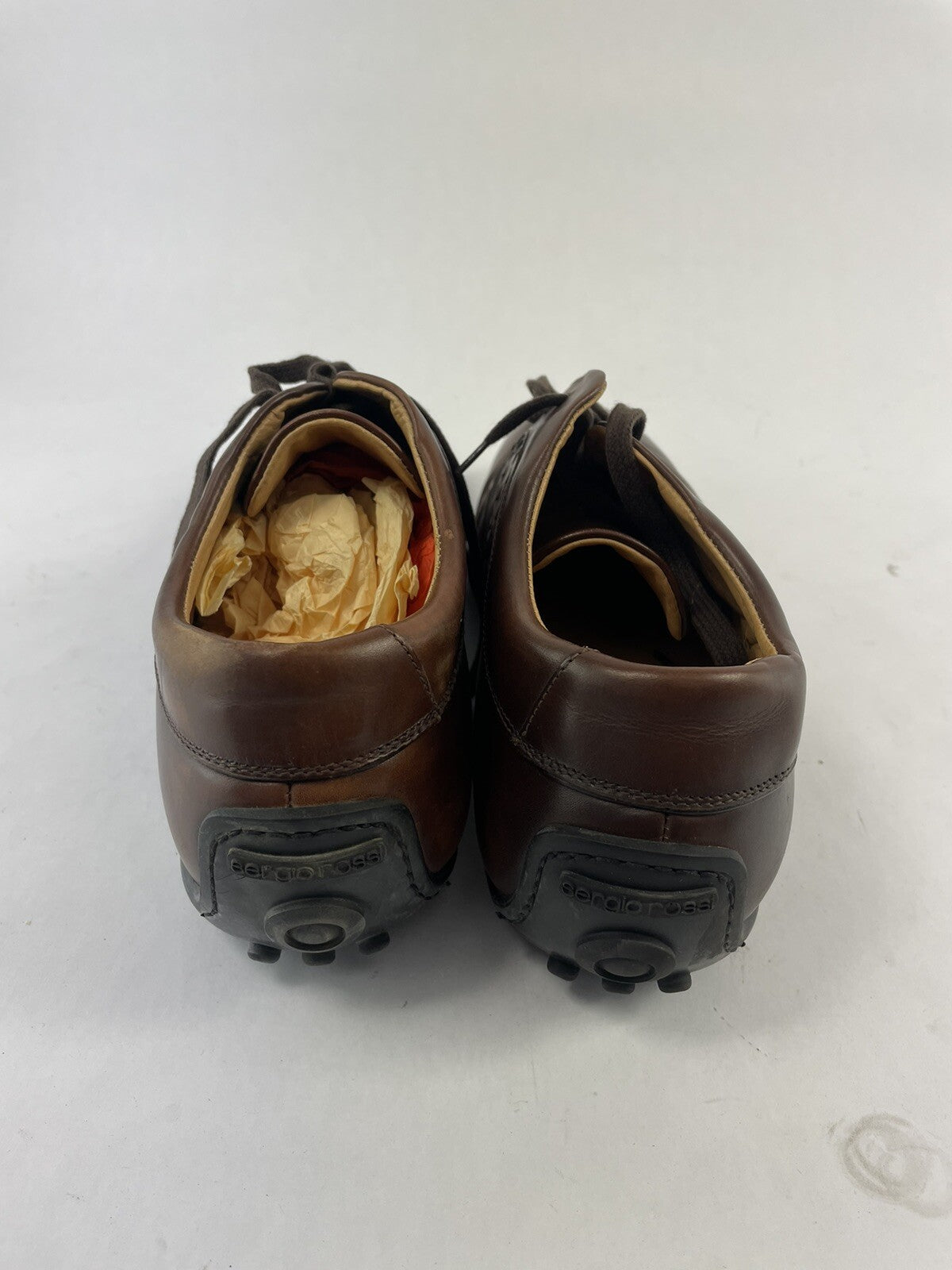 Sergio Rossi Brown Leather Derby Brogue Shoes Men's UK 10 US 12