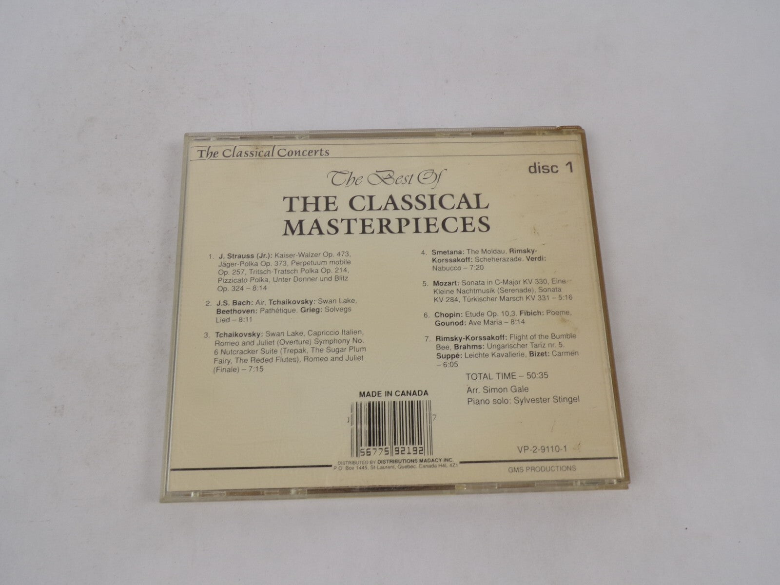 The Best Of The Classical Materpieces Mozart Chopin Fibich CD#71