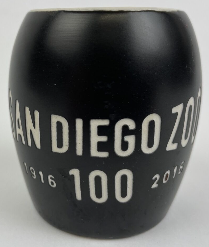 World Famous San Diego Zoo Wild Animal Safari Park Shot Glass Black Etch Ceramic