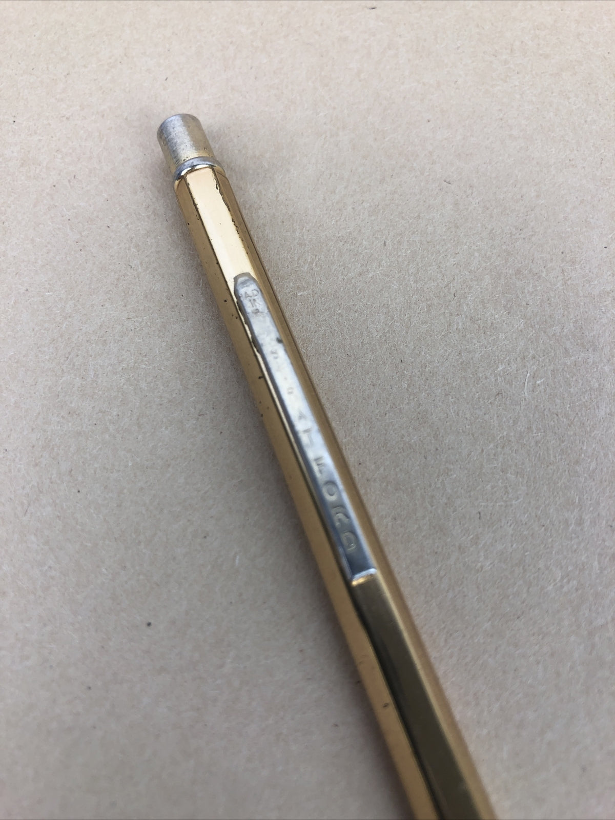 Vintage Stratford USA Ribbed Gold Tone Machinists Mechanical Pencil w Lead LOOK