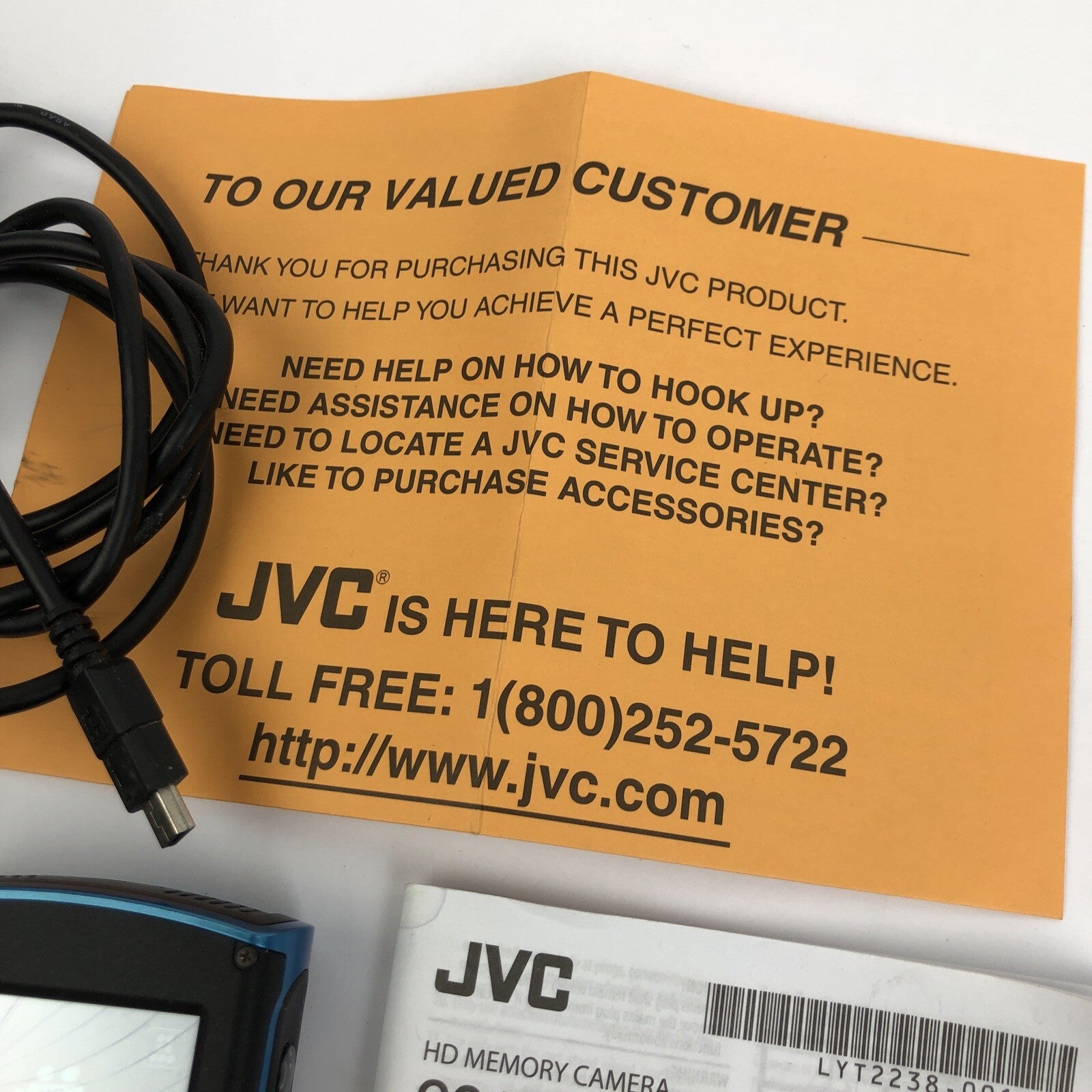 JVC Picsio HD Blue Memory Camera Model GC-WP10AU Charger and Manual - LOOK