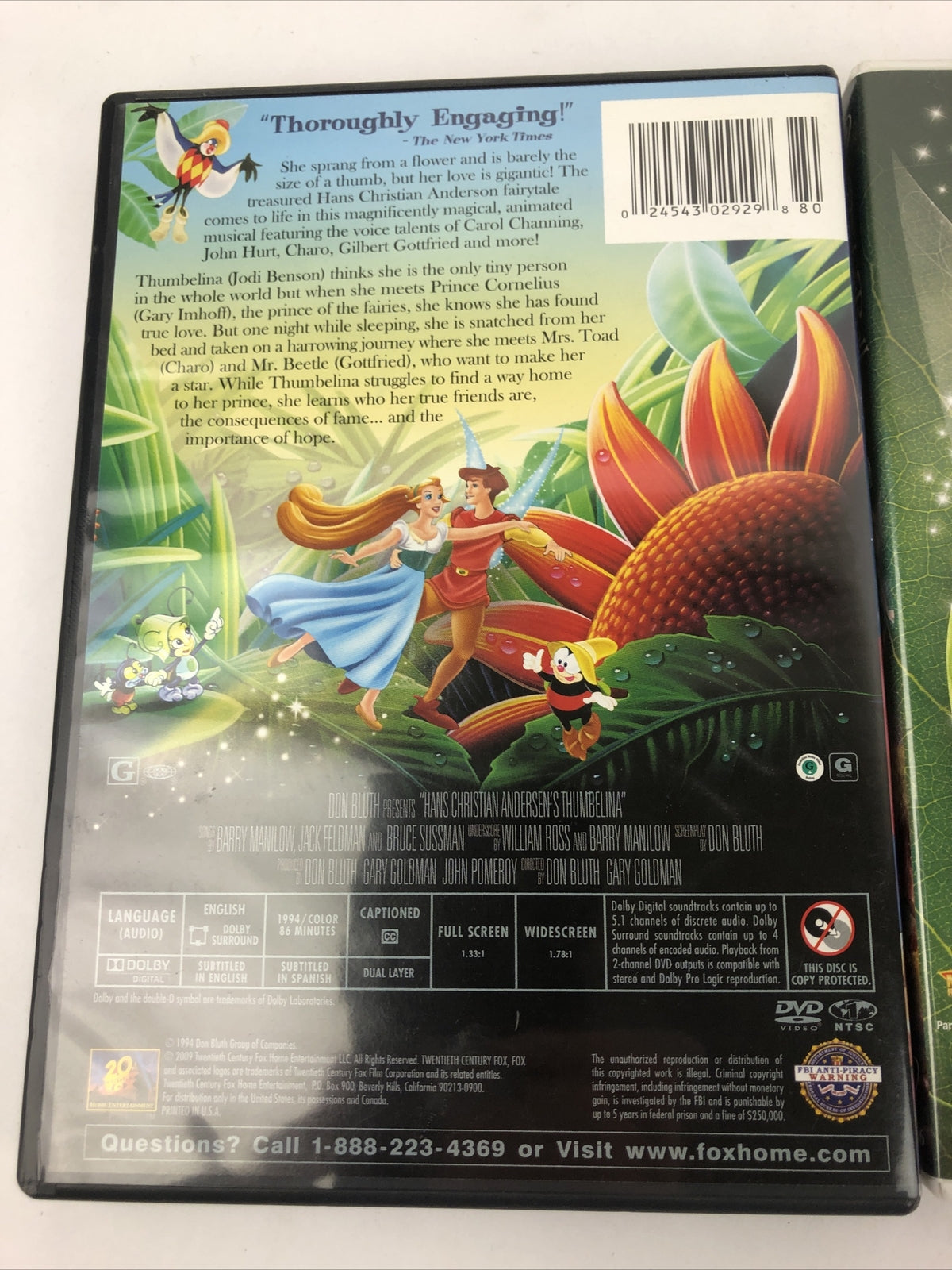 2 x Children's DVD Disney's Tinker Bell & Hans Christian Anderson Thumbelina