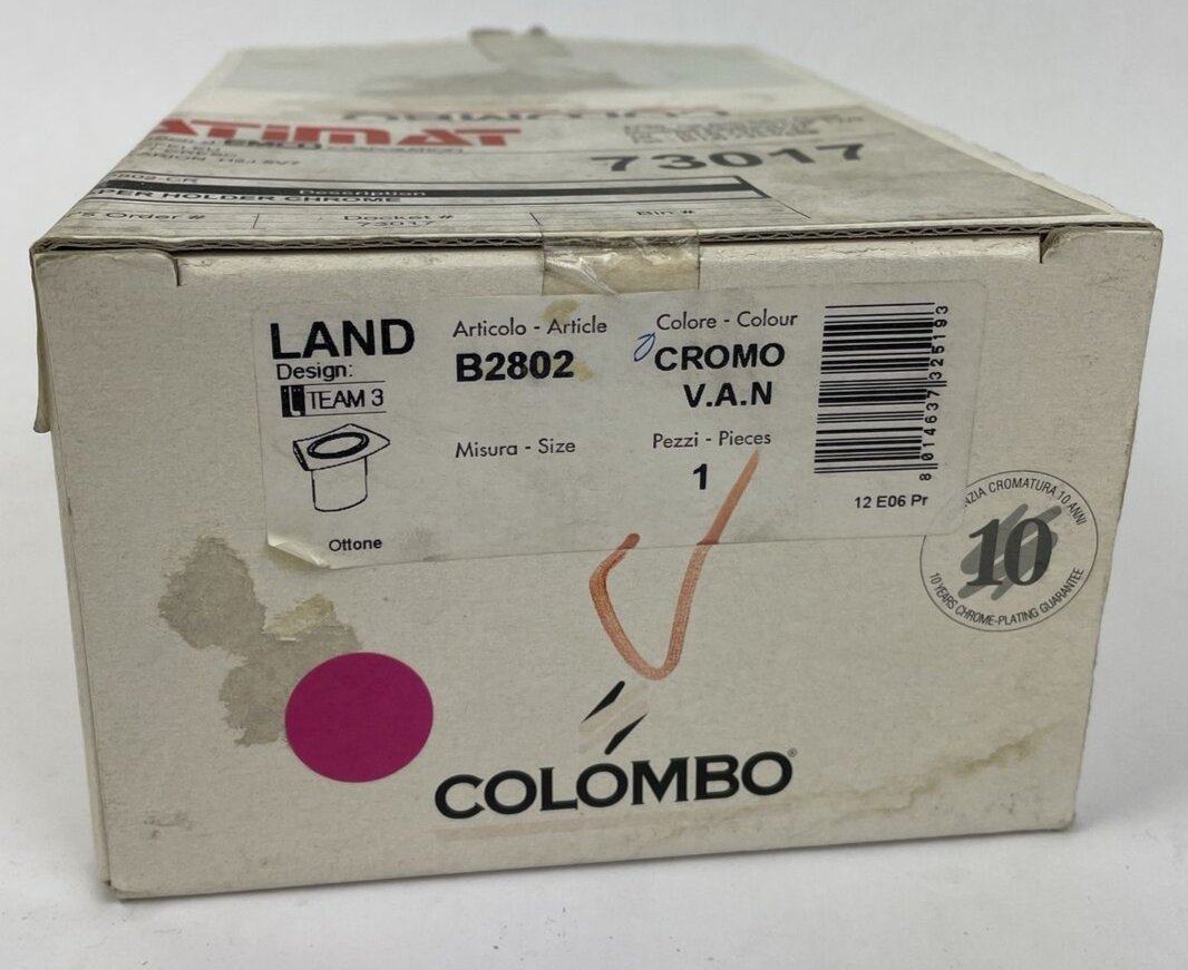 Colombo GLASS HOLDER LAND B2802 CR / COLOMBO DESIGN Chrome w Mounting Hardware