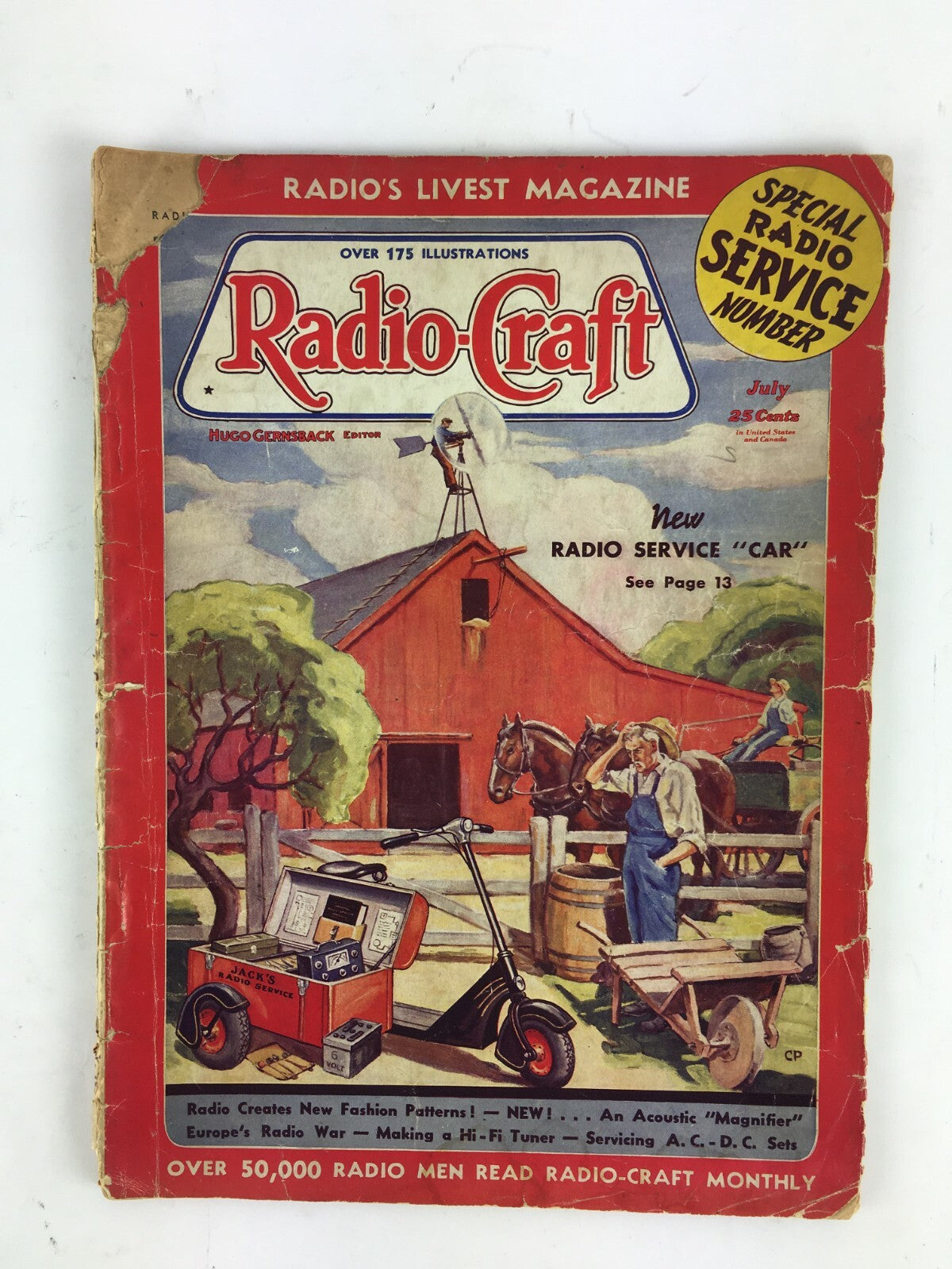 July Radio Craft Hugo Gernsback Magazine New Radio Service Car Hi-Fi Tuner