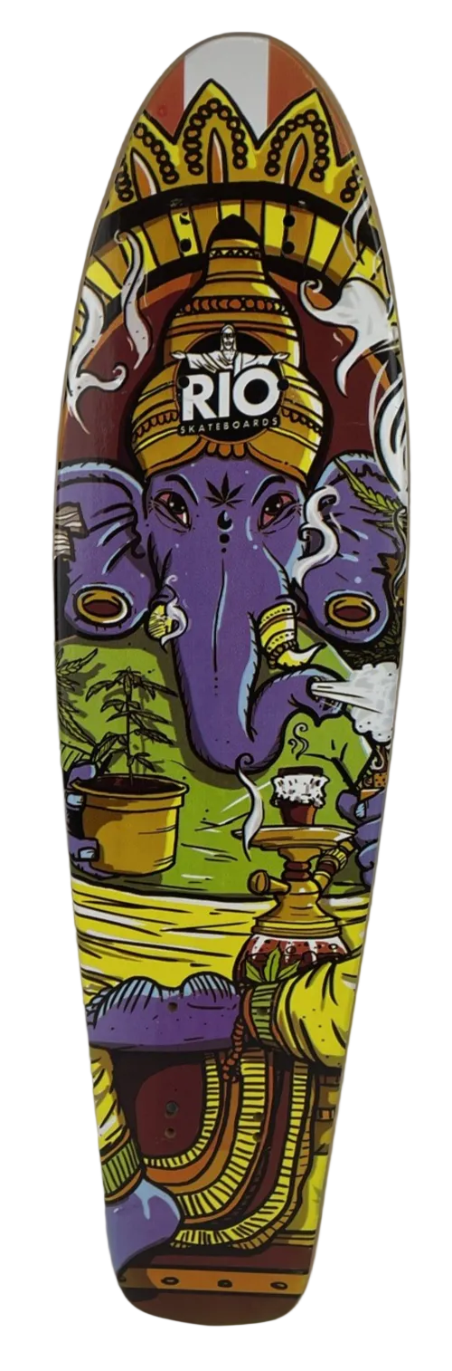 Penny Style Wood Cruiser Skateboard Deck w Griptape Purple Elephant 23" x 6"