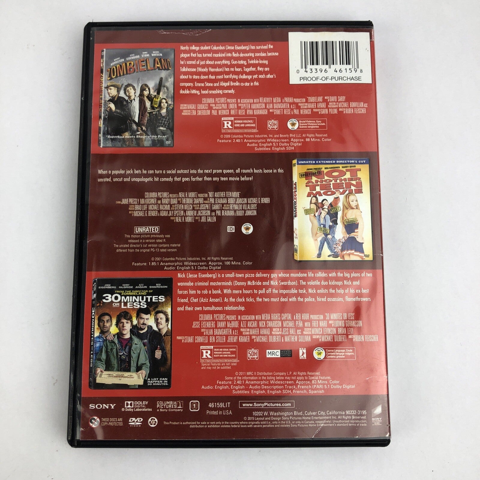 30 Minutes or Less / Not Another Teen Movie / Zombieland - Vol - Set DVD, Sam Hu