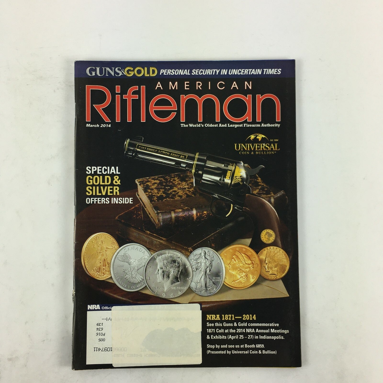 March 2014 American Rifleman Magazine Special Gold&Silver Offers Inside NRA 1871