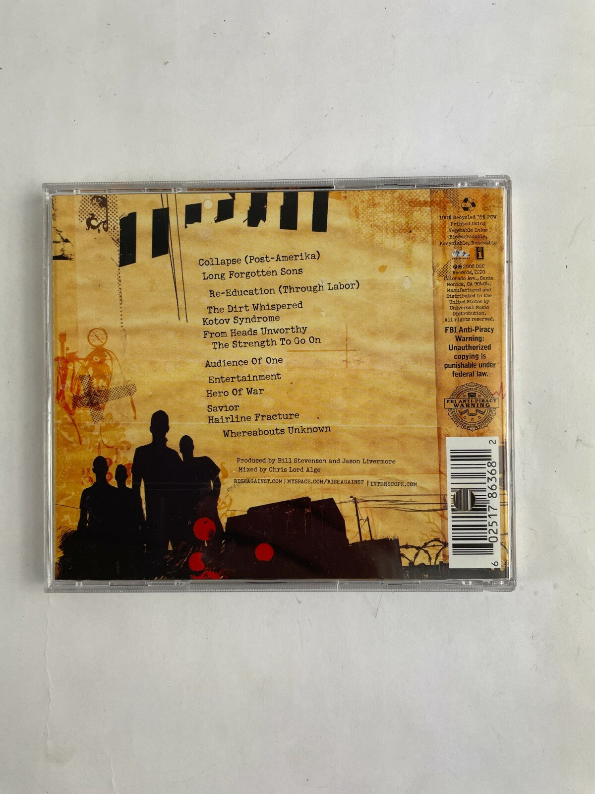 Rise Against Appeal To Reason Collapse Long Forgotten Sons Re Education Disc Q11