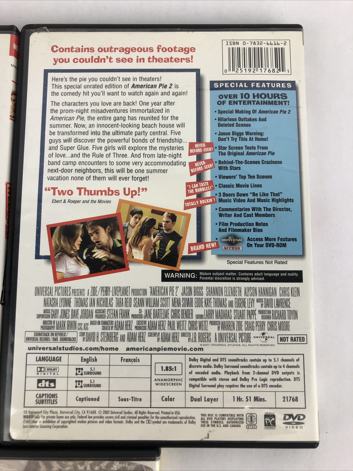 Road Trip , American Pie 2 , American Wedding (DVD, Unrated Version) 3 X DVD Lot