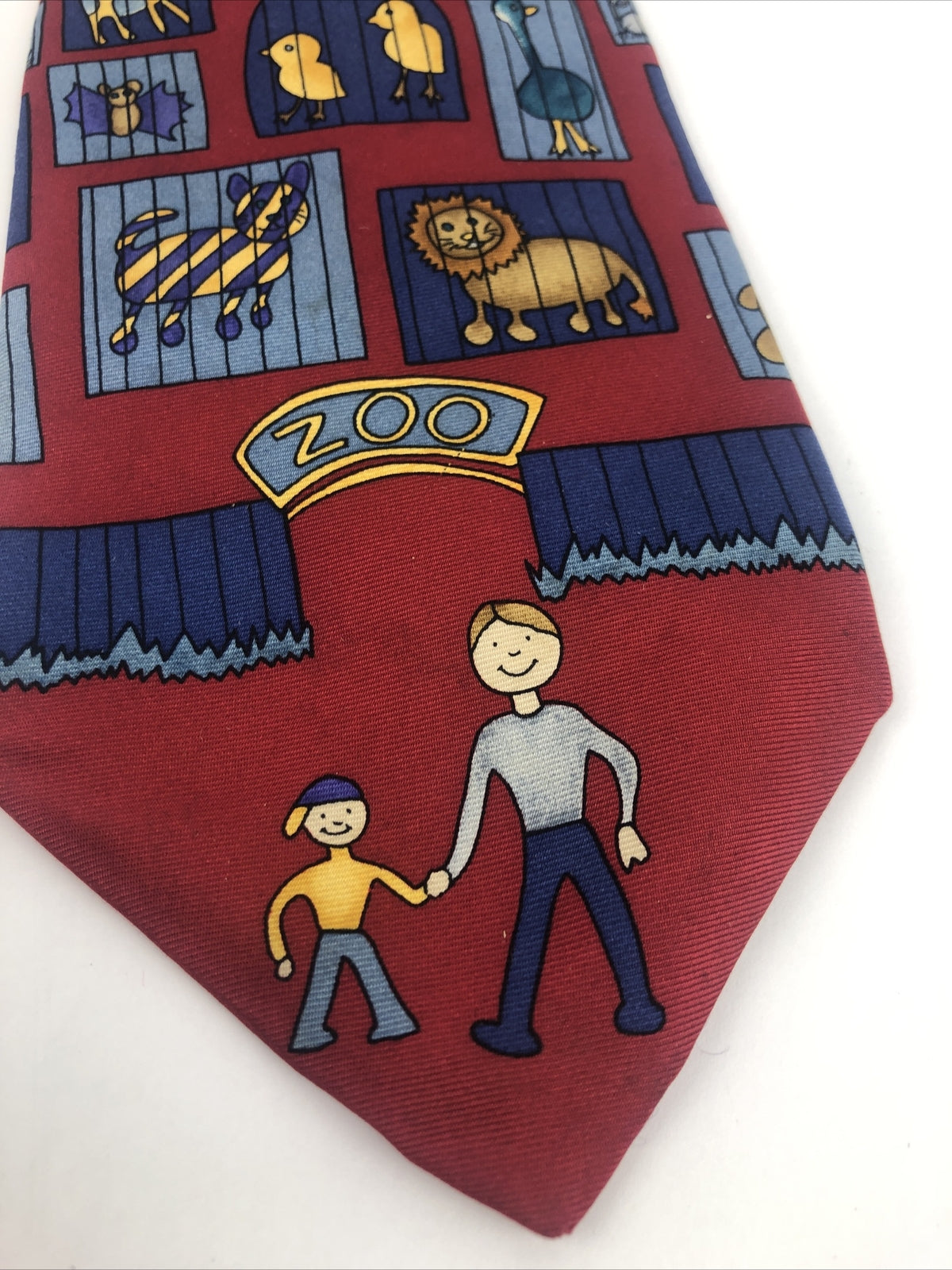 Save The Children A Visit to the Zoo Men's 100% Silk Necktie Multicolor 56"