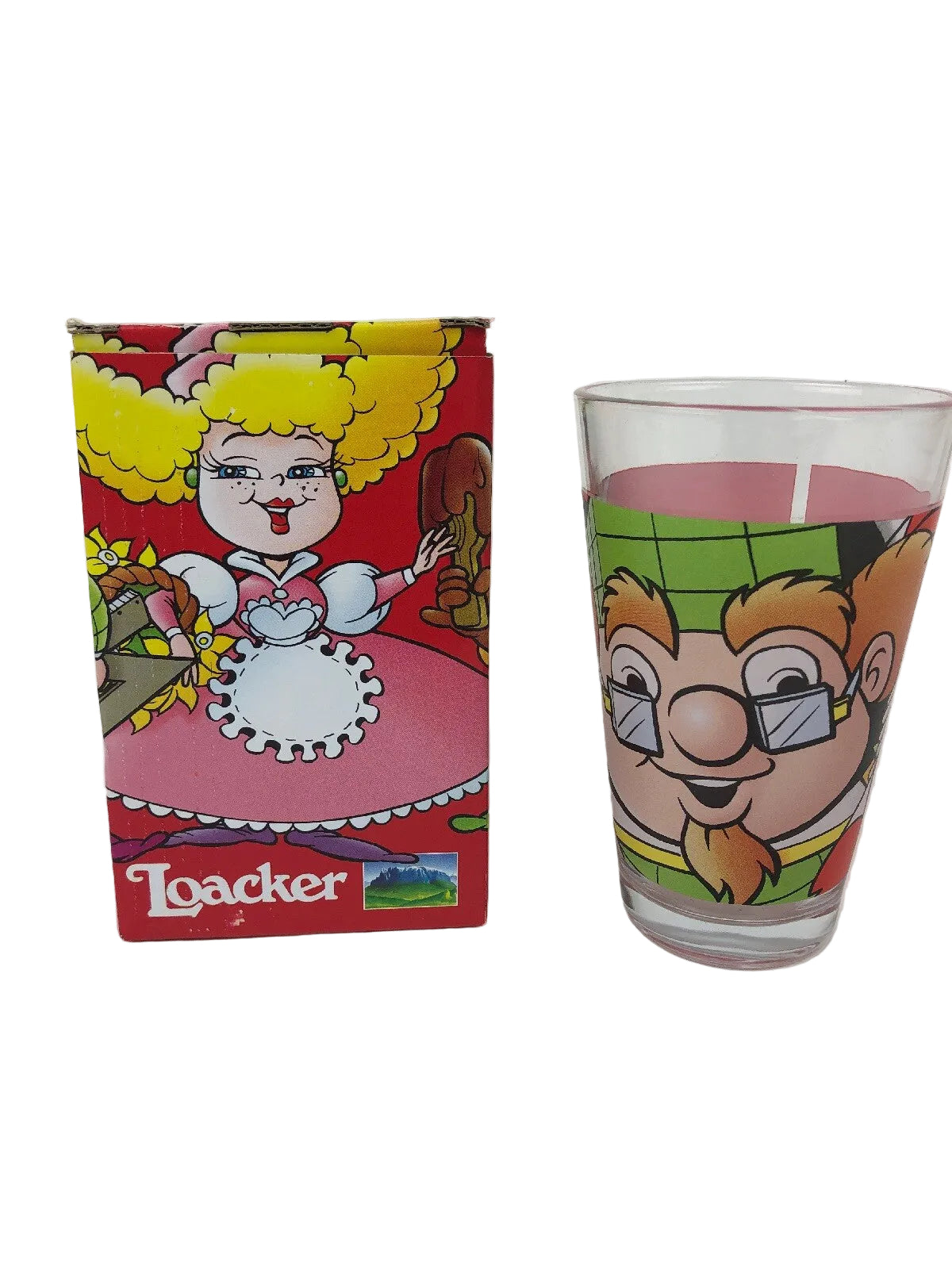 Loacker Wafers Elf 5-inch clear glass tumbler new in original box.