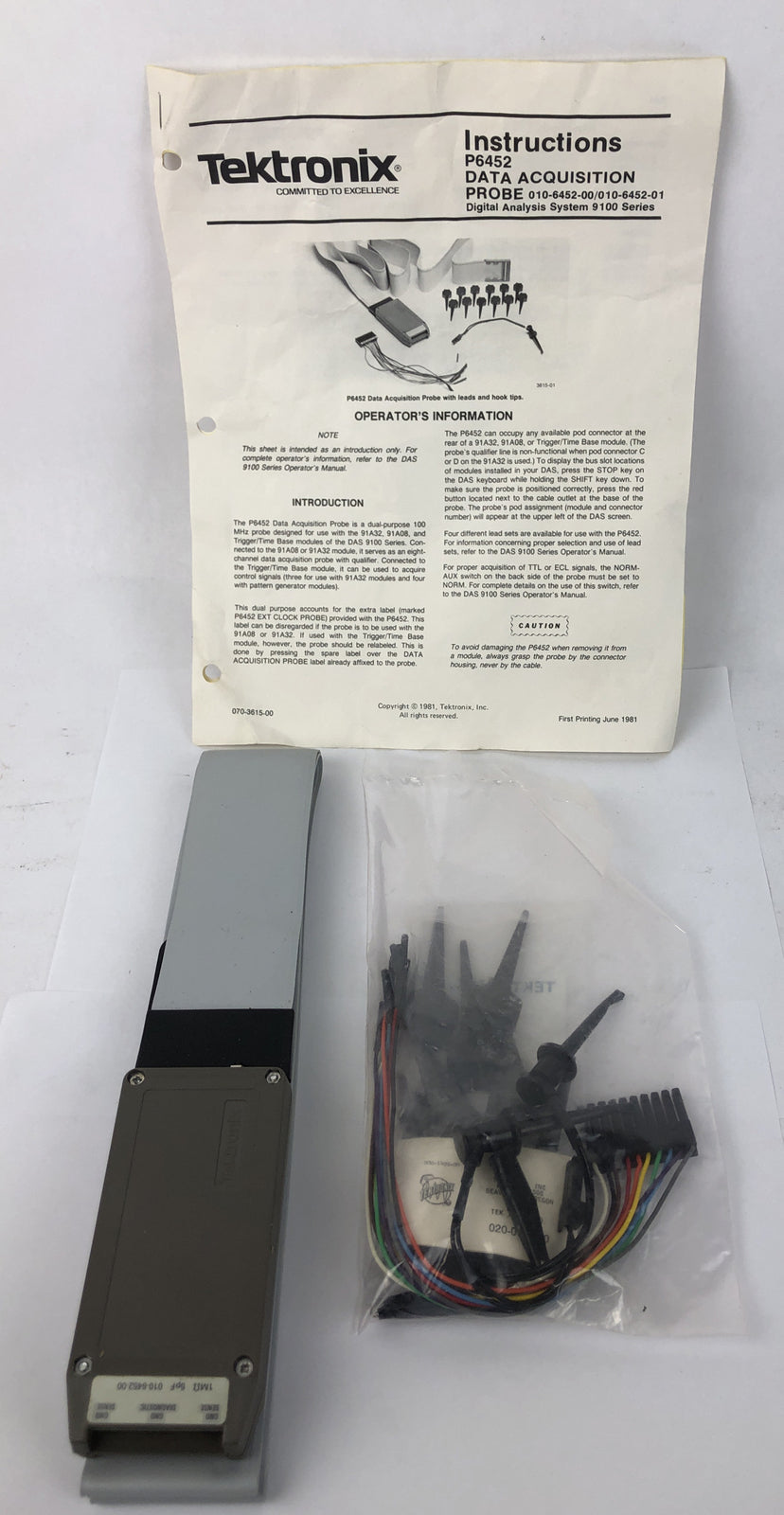 NOS Tektronix P6452 (010-6452-00) 100 MHz Dual Purpose Data Acquisition Probe