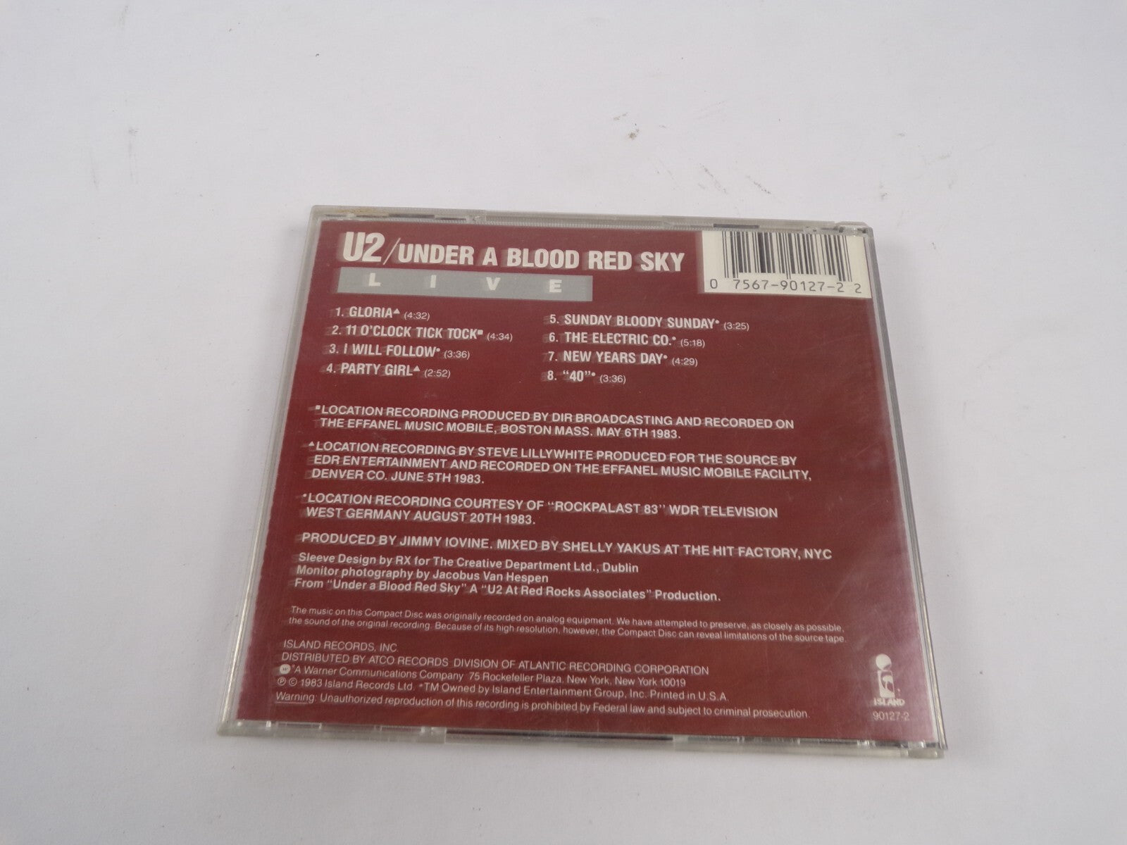 U2 Live Under A Blood Red Sky Gloria I Will Follow New Years Day CD#61