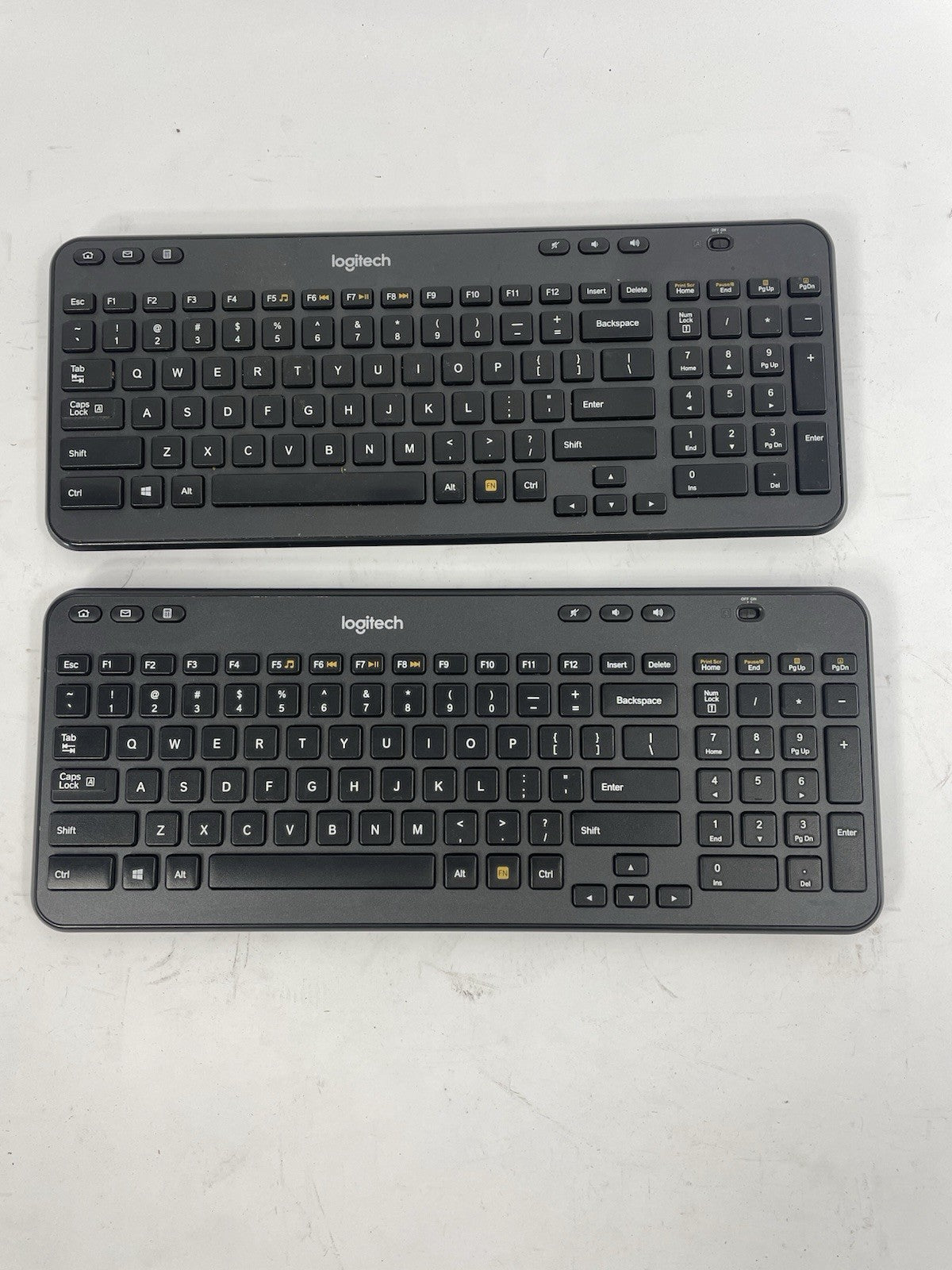 LOT OF 2 Logitech K360 Wireless Keyboard Glossy Black No Dongle Included