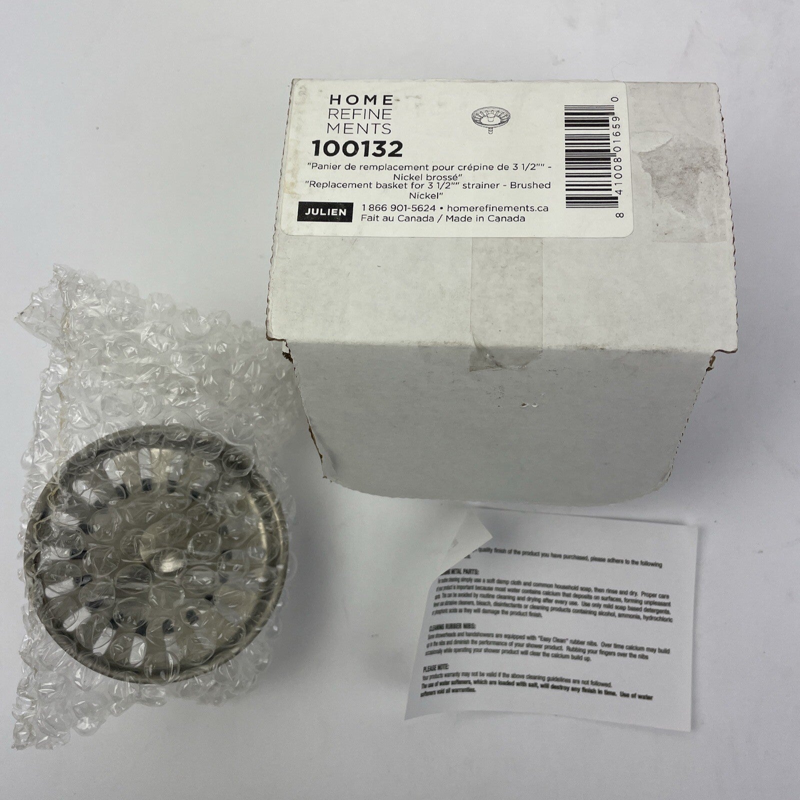 HOME REFINEMENTS Kitchen Sink Basket Strainer , Replacement for 3-1/2 " NICKEL