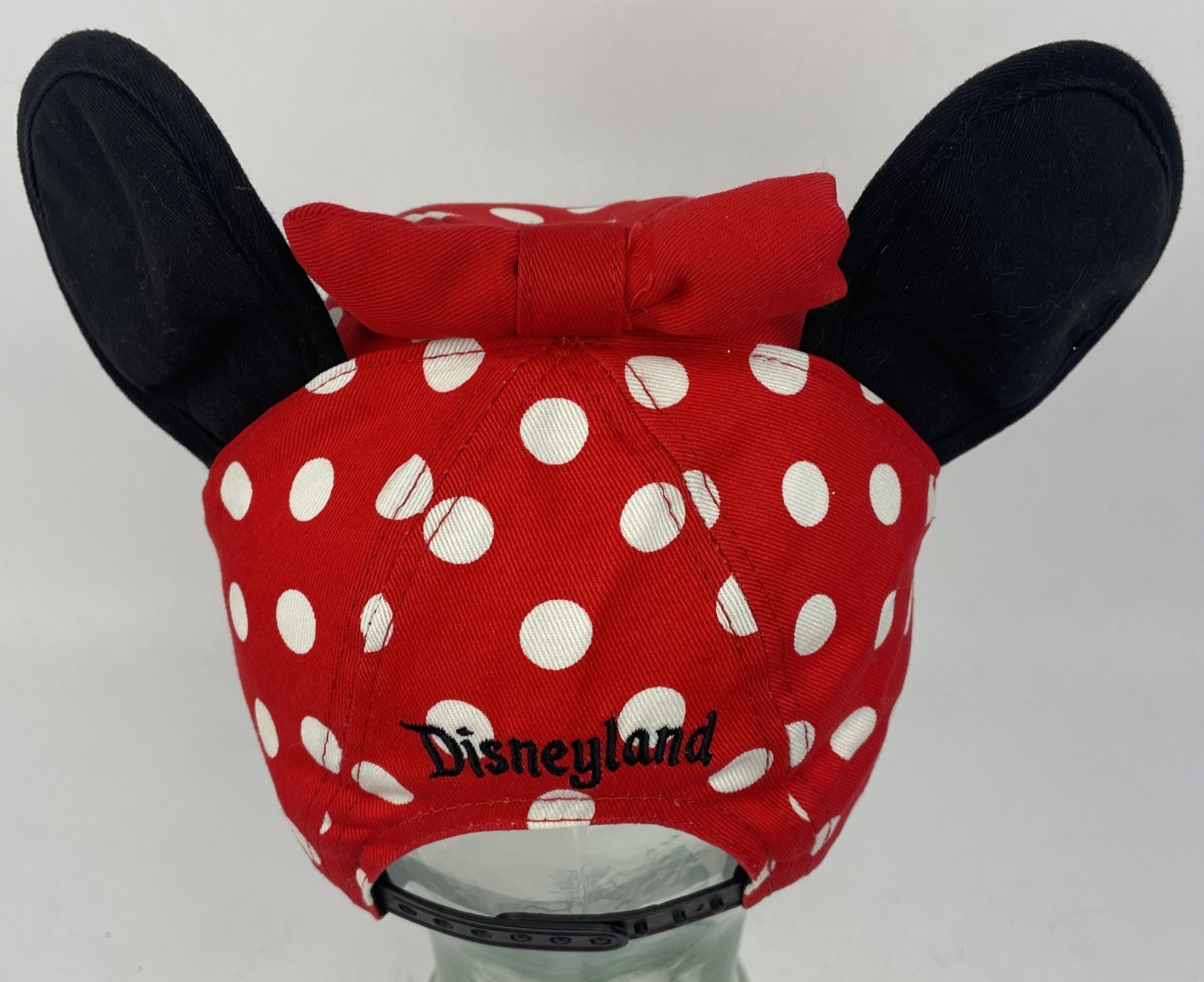Minnie Mouse red polka dot bow ears adjustable cap hat OSFM