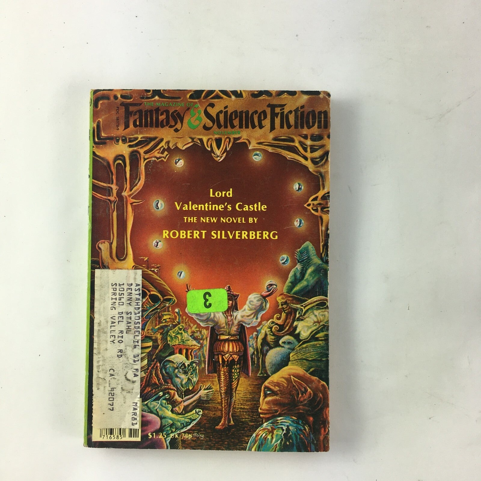 November Fantasy&Science Fiction Magazine Lord ValentinesCastle RobertSilverberg