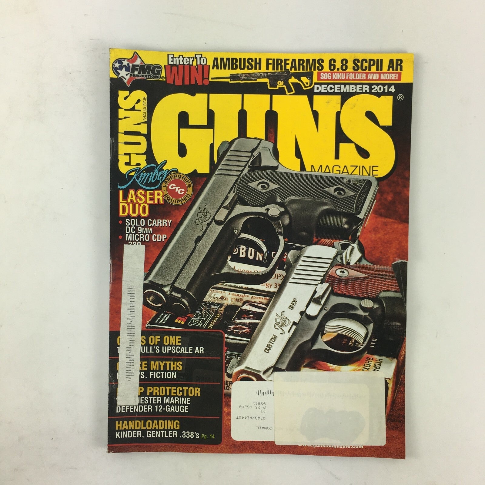 December 2014 Guns Magazine Kimber Laser Dup Solo Carry DC 9mm 6.8 Scpii AR