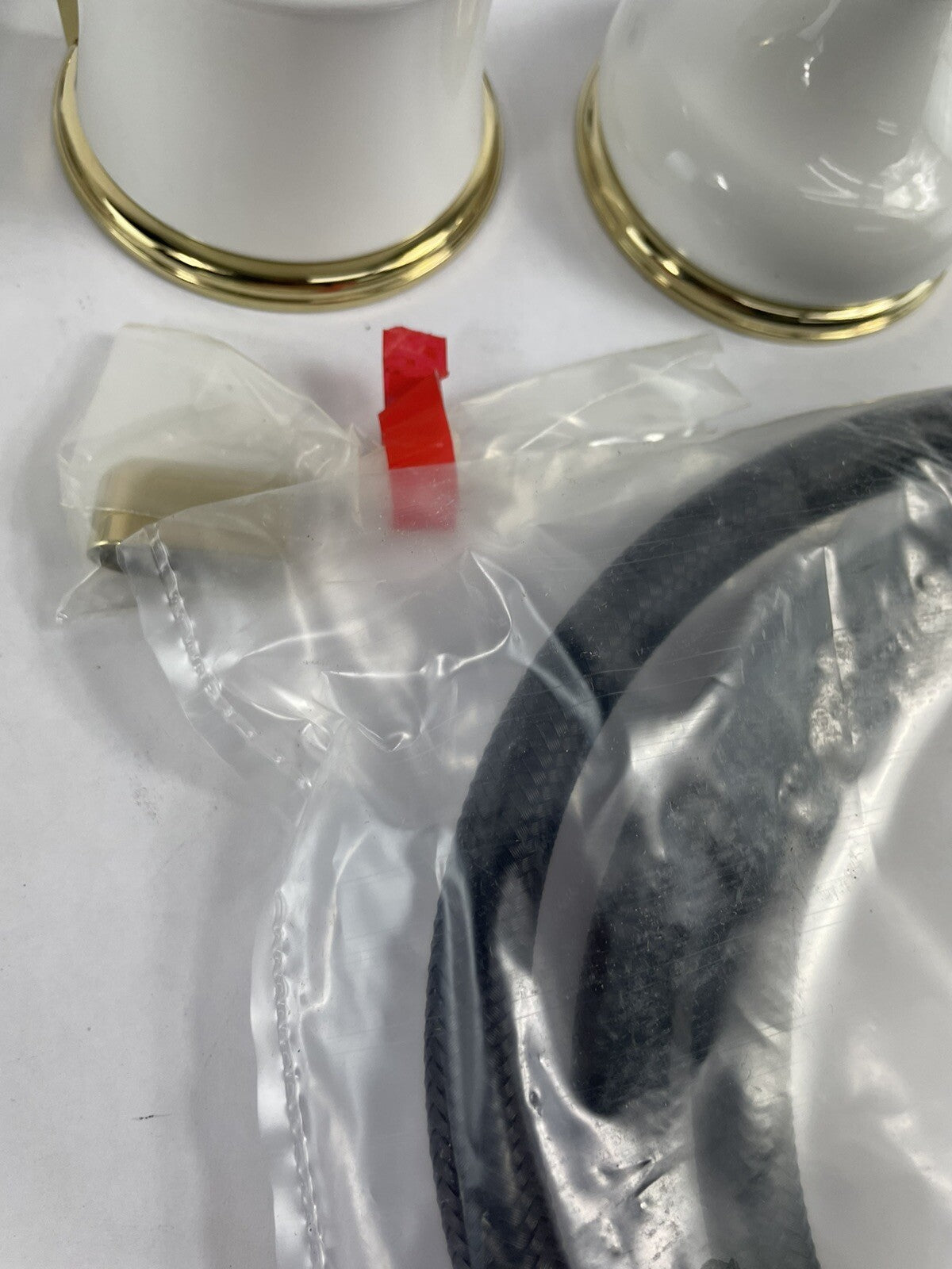 Rubinet Roman tub faucet trim set gold and white with hand shower T5HRBRJLWHBB