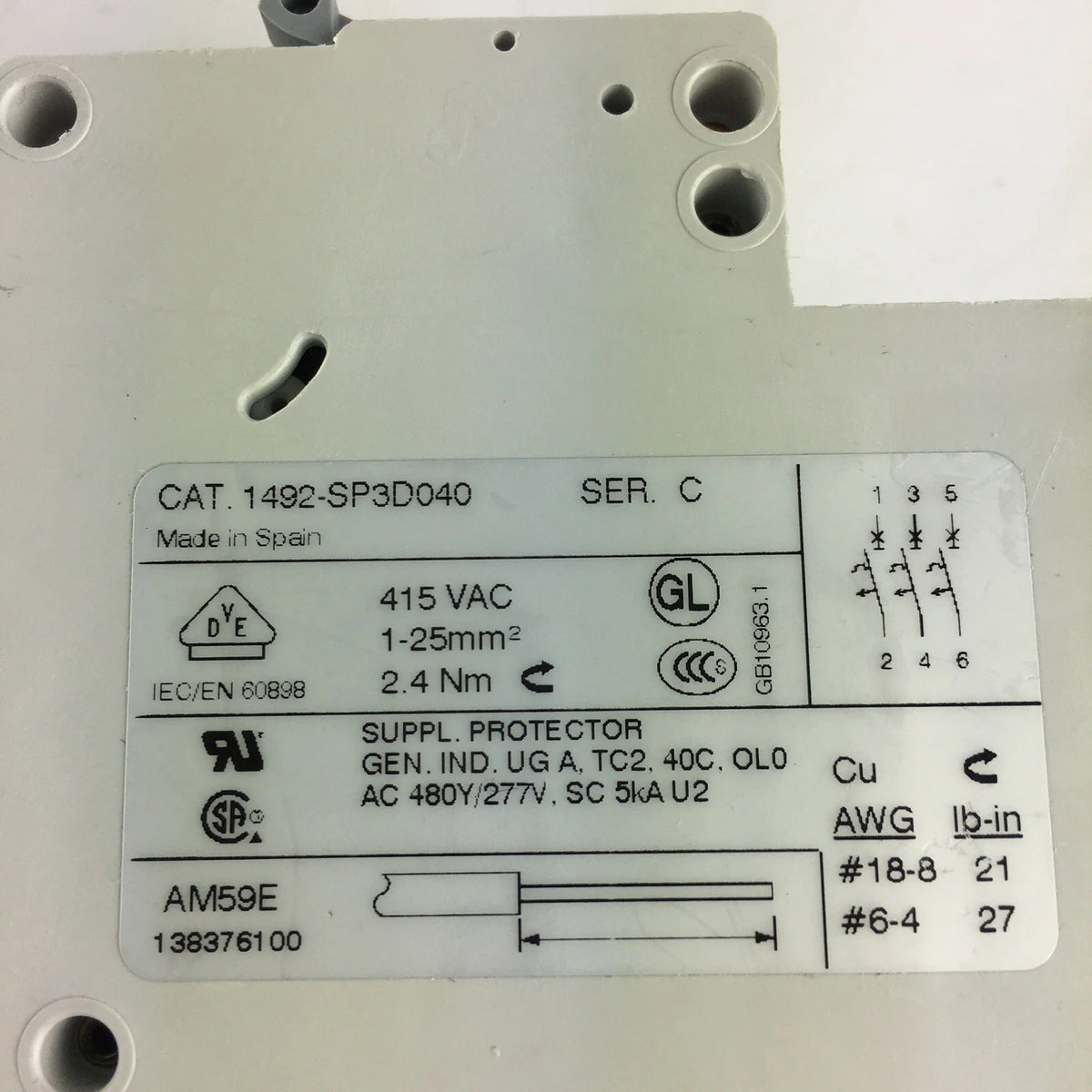 Allen Bradley 1492-SP3D040 4 A Circuit Breaker 1492-SP D4 1492SP3D040 (TSC)
